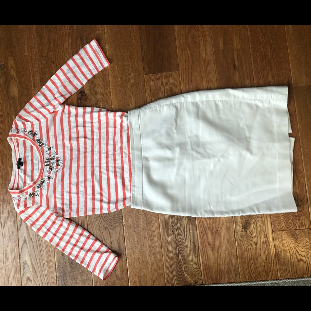 Talbots jeweled stripe peach top